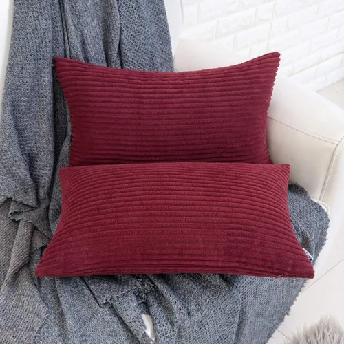 Vista 4 de HWY 50 Fundas de Almohada Decorativa de Pana Beige 16x16 Pulgadas, Juego de 2, Fundas de Cojín Decorativas Suaves y Acogedoras para Sofá Cama Sala