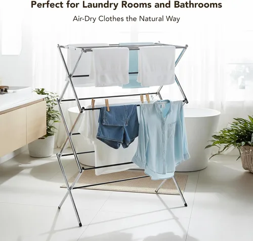 Vista 4 de Displays By Jack Secadora de ropa plegable portátil, estante de secado plegable para ropa, lencería, toallas, ropa de cama, ropa de cama