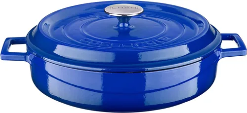 Vista 6 de LAVA - Estofador de hierro fundido esmaltado de 3.7 cuartos de galón: olla de horno holandés redonda naranja multiusos con tres capas