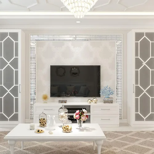 Vista 2 de 100 piezas de espejo acrílico extraíble, azulejos de espejo, calcomanías de pared de espejo para decoración del hogar, sala de estar, dormitorio