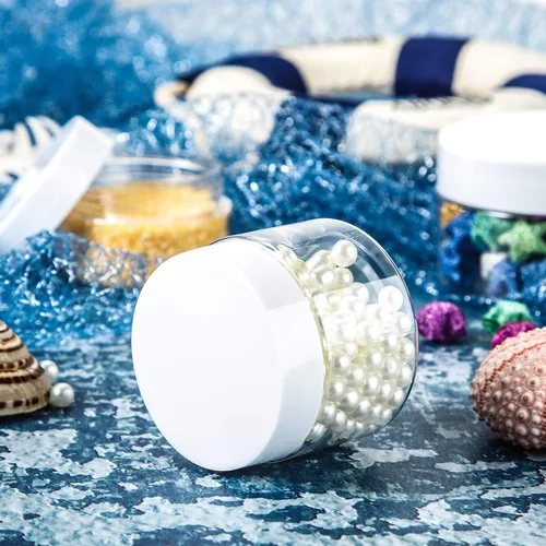 Vista 4 de SATINIOR 24 frascos de plástico transparente vacíos con tapas, recipientes de almacenamiento redondos de boca ancha para productos de belleza, crema