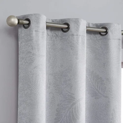 Warm Home Designs Par de 2 cortinas opacas texturizadas extra largas de 37 x 108 pulgadas, color gris marfil con patrón en relieve 3D. Las cortinas