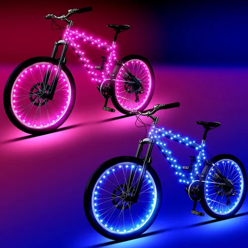 Vista 8 de Woanger 6 luces LED para bicicleta para montar por la noche, marco de bicicleta y luces de rueda, accesorios de decoración de bicicleta a