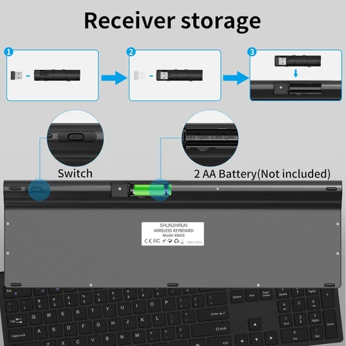 Vista 7 de Teclado inalámbrico, 2.4G USB delgado y silencioso teclado inalámbrico para Windows Chrome Laptop Computadora PC Computadora Notebook Chromebook, 12