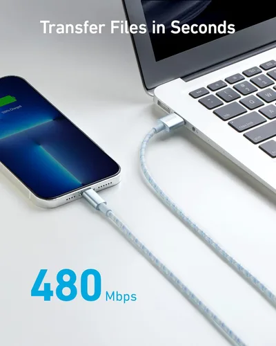 Vista 6 de Anker - Cable USB A a Lightning (1 m, certificado MFi, nailon, 1 unidad), cable USB a Lightning para iPhone 14/13/12/11 Pro/11/XS MAX/XR/8/7/6s Plus