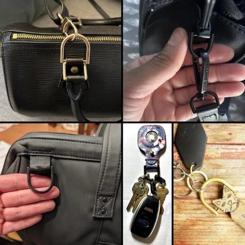 Vista 5 de 4 anillos en D resistentes de 1-1/2 pulgadas de oro dorado en forma de U de repuesto para bolso, llavero, collar de perro