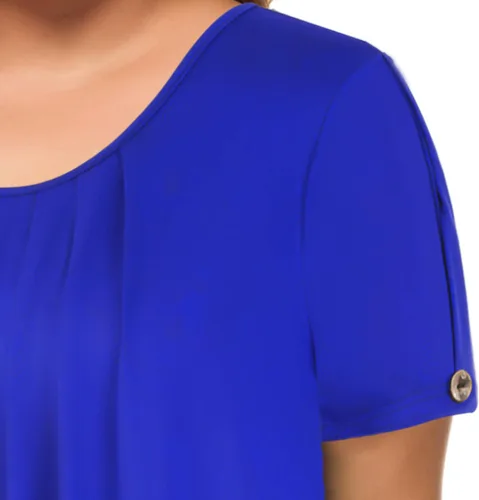 Vista 5 de MANER - Blusa de manga corta para mujer, estilo informal, corte suelto, talla L a 4XL