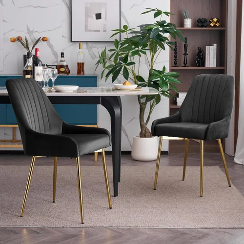 Vista 2 de Sillas de comedor de terciopelo, sillas de terciopelo, silla de cocina, silla de comedor, sillas de comedor, silla de comedor, con patas de metal