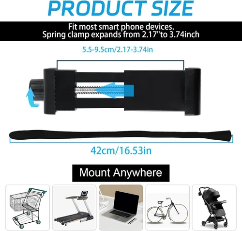 Vista 2 de Soporte de teléfono para cochecito portátil, portátil, flexible, soporte para teléfono celular, soporte universal para carriola, accesorios