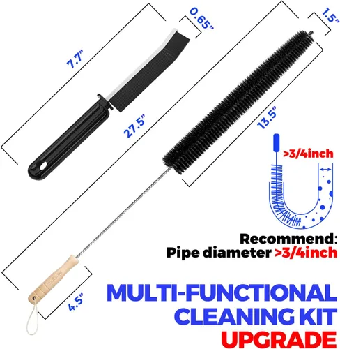 Vista 4 de Holikme Kit de limpiador de ventilación para secadora, paquete de 2 – Suministros de limpieza para el hogar, cepillo de pelusa de acero inoxidable