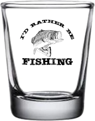 Rogue River Tactical Divertido regalo de cristal con texto en inglés "I'D Rather Be Fishing Bass Fishing Bass Shot", regalo para pescador, papá,
