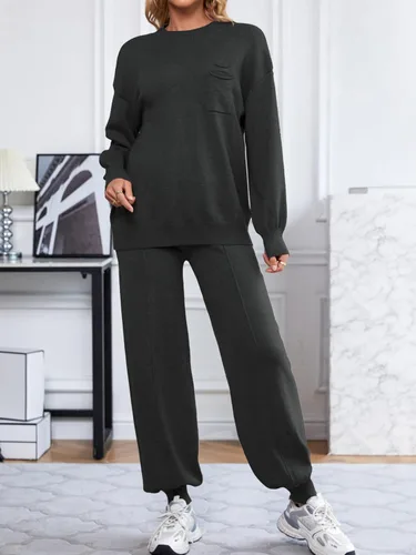 Vista 5 de SuperPrity Conjuntos de descanso para mujer, conjuntos de dos piezas de moda de manga larga, suéter de punto, ropa de otoño 2024