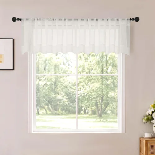 Vista 20 de OWENIE White Sheer Curtains 96 Inches Long 2 Panels for Living Room 52 Wide