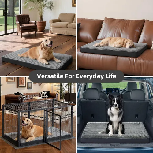 Vista 6 de Cama ortopédica para perros pequeños, cama ortopédica de franela para mascotas con funda extraíble lavable, impermeable, indestructible con parte