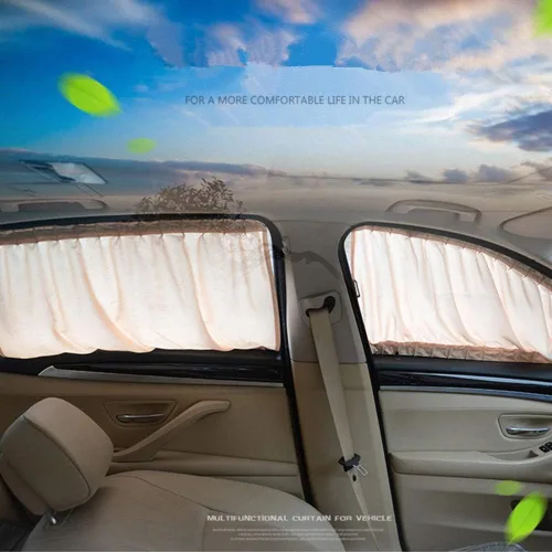 Vista 2 de BININBOX 2X Cortinas Parasol UV Traseras para Auto de 70/50cm (27.56"/19.68") Visera Cortina para Ventana Lateral del Coche