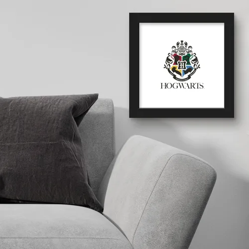 Vista 3 de Trends International Gallery Pops Harry Potter - Póster de pared moderno de Hogwarts Crest, 12 x 12 pulgadas, versión enmarcada en negro
