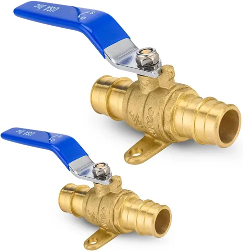 Vista 22 de Válvula de bola azul, válvula de cierre Pex A de 1/2 pulgada con oreja, válvula de bola de cierre Pex de puerto completo de latón para agua, aire