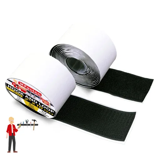 Vista 9 de Cinta de gancho y bucle, negro, tiras industriales de 1.5 pulgadas x 10 pies con adhesivo resistente, rollo de gancho y bucle para interiores