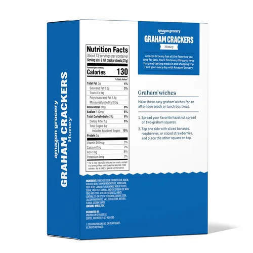 Vista 2 de Amazon Grocery, Galletas Graham de Miel, 14.4 onzas (anteriormente Happy Belly, el empaque puede variar)