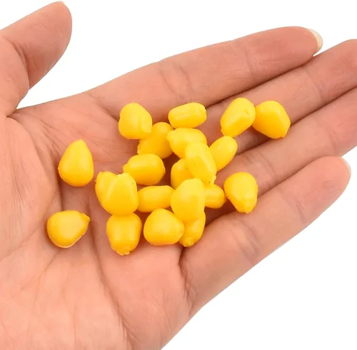 Vista 3 de 125 piezas de maíz falso simulado cebo suave pesca cebos de maíz anzuelo pellets de maíz para carpa, trucha