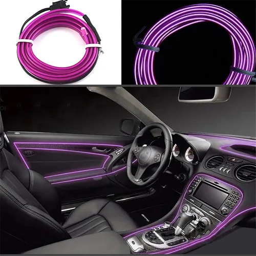 Vista 14 de 9.8 ft de iluminación interior del coche tira auto LED cuerda de alambre de la atmósfera auto lámpara decorativa luz de neón flexible DIY