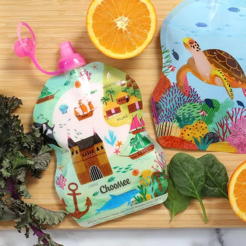 Vista 3 de ChooMee Bolsas reutilizables para almacenamiento de alimentos para bebés, sin BPA, a prueba de fugas, para batidos, purés y alimentos para bebés