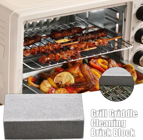 Vista 3 de Piedra pómez de limpieza – Bloque de ladrillos de mango resistente, limpiador de parrilla y fregador de plancha para condimento plano que no raya