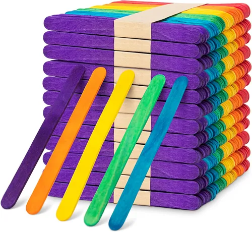 Vista 13 de Darice 1000 palitos de paleta de colores para manualidades, suministros de palos de madera coloridos de arco iris de 4.5 pulgadas, arte STEM DIY, a