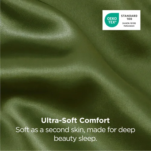 Vista 52 de Bedsure - Juego de fundas de almohada de satén tamaño king, 2 unidades - Fundas de almohada gris plateado para cabello y piel con cierre de sobre