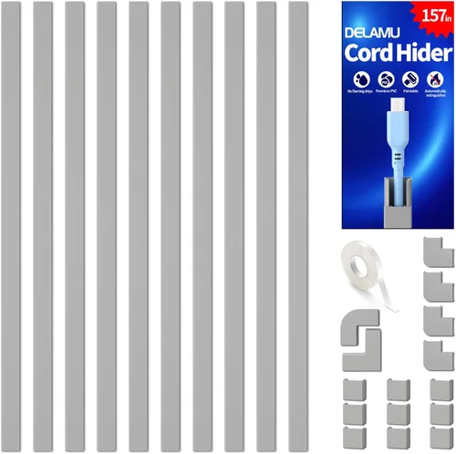 Vista 14 de Delamu Ocultador de cables, cubiertas de alambre de 157 pulgadas para cables en la pared, ocultador de cables premium cubiertas de cables