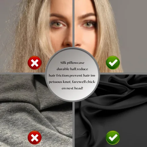 Vista 5 de Funda de almohada de seda para cabello y piel, suave, transpirable y sedosa 100% seda Queen, juego de 2, fundas de almohada de seda de morera