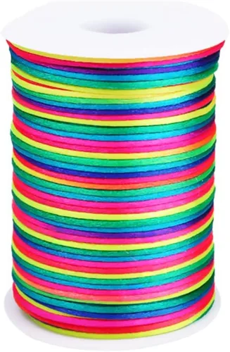 Vista 42 de 1.5 mm x 110 yardas de cordón de satén de nailon para abalorios, hilo trenzado para nudos chinos afortunados, macramé, collares y pulseras de cola