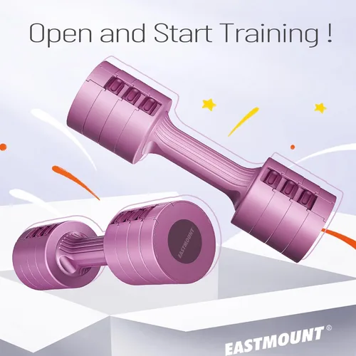 Vista 8 de EAST MOUNT Juego de 2 mancuernas ajustables de 5 libras, peso libre total de 10 libras, peso libre 6 en 1, pesas de mano para mujer, para el hogar