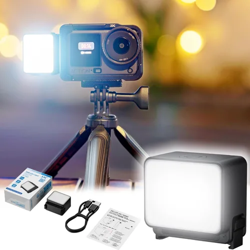 Vista 11 de JJC Luz LED de acción de 5, luz de relleno auxiliar magnética para DJI Osmo Action 5 Pro 4 3 / Xtra Edge Pro, mini luz de video recargable IPX5