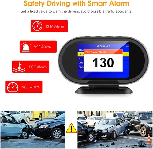 Vista 7 de Lector de código de escáner OBD2 2 en 1 y pantalla frontal HUD automática compatible con los 10 modos de prueba OBDII en todos los vehículos