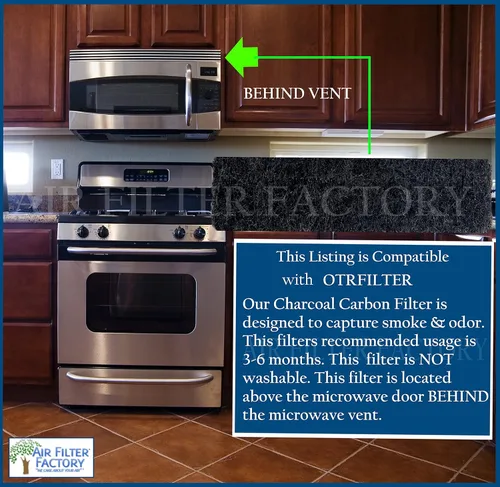 Vista 3 de Air Filter Factory Repuesto para Frigidaire OTRFILTER 2 x 10 x 3/4 pulgadas carbón carbón microondas horno filtro