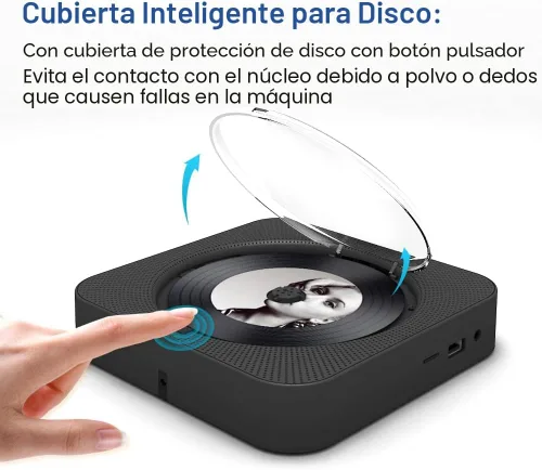 Vista 4 de MICOCIOUS Reproductor de CD portátil con Bluetooth Reproductor de CD de escritorio para el hogar Reproductores de música de CD con control remoto