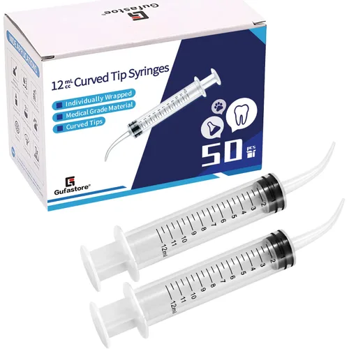 Vista 12 de Paquete de 50 jeringas de plástico azul de 0.0 fl oz con tapas para laboratorios científicos, medición de líquidos, riego, recarga, oral, mascotas