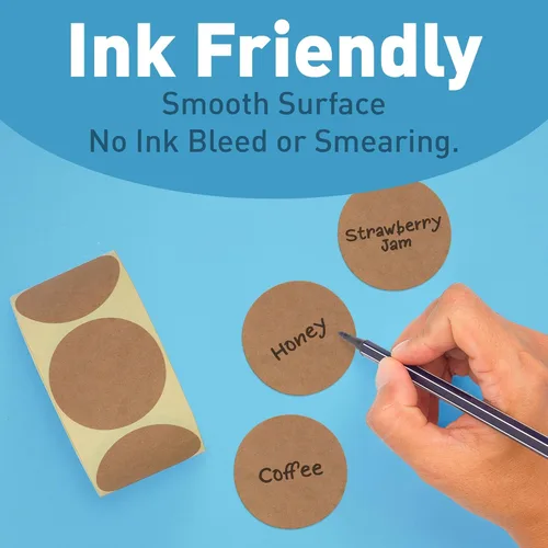 Vista 7 de Camp Galaxy Calcomanías de papel kraft marrón natural de 2 pulgadas (600 por rollo), calcomanías redondas en blanco para propietarios de tiendas