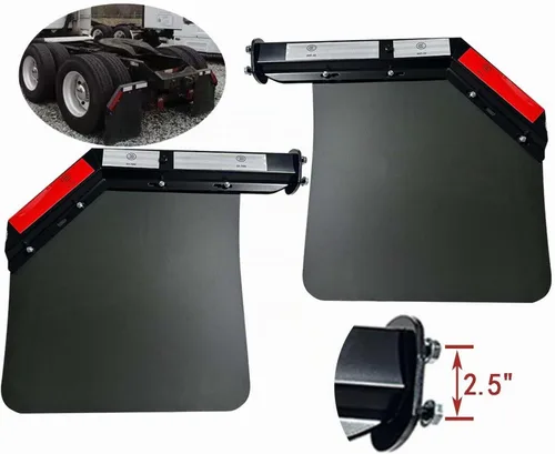 Vista 2 de BST BSSP Juego de 2 Soportes Colgantes de Guardabarros con Resorte Angular Negro y Guardabarros para Semirremolque de Servicio Pesado de 24"x24