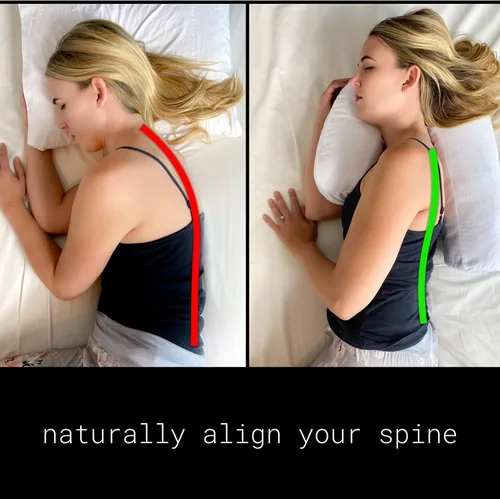 Vista 2 de Almohada para dormir de lado con orificio para la oreja – Almohada ergonómica en forma de J de cisne para soporte del cuello y alineación