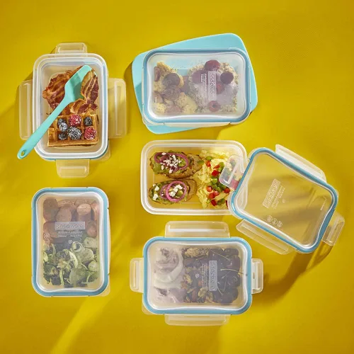Vista 10 de Snapware Total Solutions - Juego de 5 recipientes de plástico para almacenamiento de alimentos, herméticos y a prueba de fugas, tapas sin BPA, apto