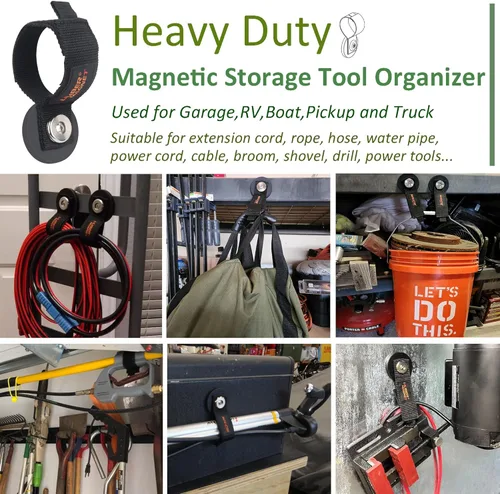 Vista 4 de ULIBERMAGNET Ganchos de almacenamiento magnéticos fuertes, organizador de herramientas de almacenamiento magnético resistente, cable de extensión