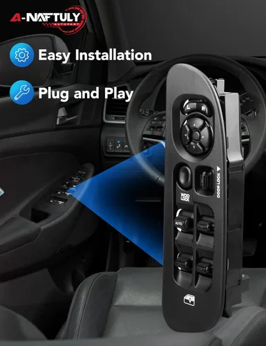 Vista 4 de Interruptor de elevalunas eléctrico principal del lado del conductor con bisel negro de repuesto para Dodge Ram 1500 2500 3500 2002-2010, Dakota