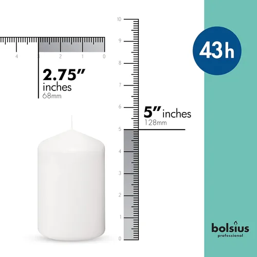 Vista 2 de BOLSIUS 12 velas blancas de pilar – Juego de velas sin perfume de 2.7 x 5.1 pulgadas – 43 horas – Vela de cena sin goteo sin humo – Perfecto