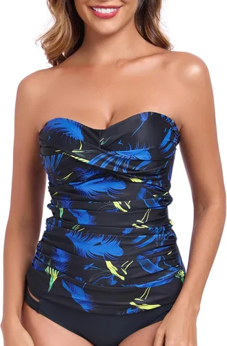 Vista 16 de RELLECIGA Top tankini con control de abdomen para mujer Negro