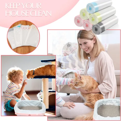 Vista 6 de 56 bolsas de arena para gatos con agujeros, desechables, extragrandes, resistentes a los arañazos, limpieza rápida para cajas de arena para gatos