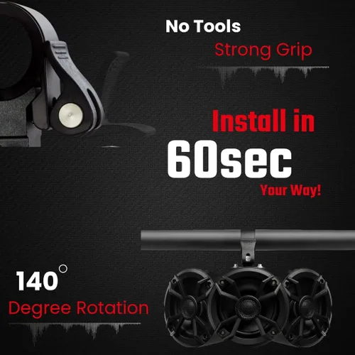 Vista 5 de NOAM NUTV5-S V.2 - Kit de sistema estéreo marino ATV/carrito de golf/UTV - con 2 altavoces de torre de luz LED impermeables, subwoofer, controlador