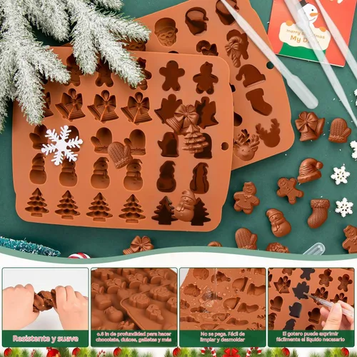 Vista 9 de 2 moldes reutilizables de silicona para chocolate con 4 cuentagotas para dulces