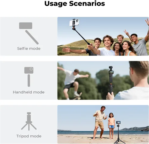 Vista 7 de K&F CONCEPT Mini trípode para selfie stick de 25.6 pulgadas, trípode de bolsillo con cabeza de bola de 360° de 5 niveles con zapata fría, trípode